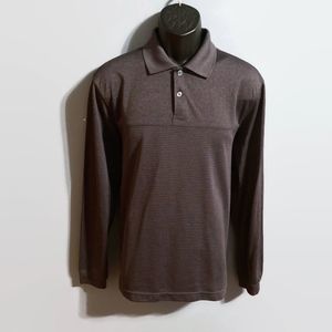 Haggar Clothing Mens Gray Long Sleeve Polo Shirt